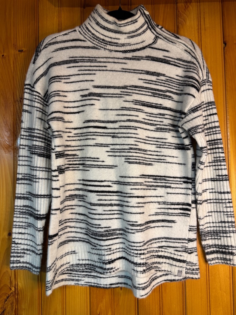 Talbots Cream and Black Turtleneck Sweater